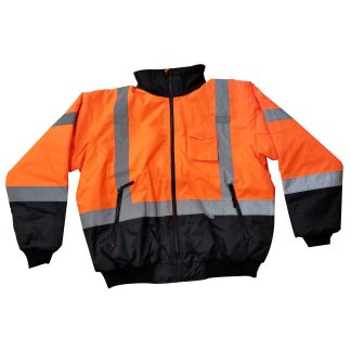 Safety Orange Bomber, Sewn-In Quilted Liner with Hood, Class 3 - 75-1314