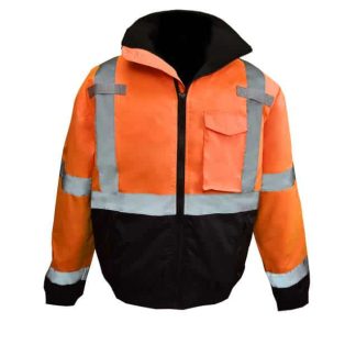 Radians SJ11QB Class3 High Visibility Weatherproof Bomber Jacket with Quilted Built-in Liner - Orange